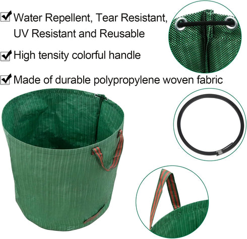 CMOOD 72 Gloves(3-Pack) Gallons Garden Bag Collapsible Reuseable Heavy Duty Garden Waste Bags for Lawn Yard Leaf Trash