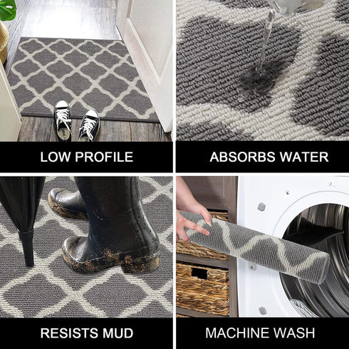 SHACOS Indoor Door Mat 18"x29", Non Slip Rubber Backing Indoor Entrance Rug Washable Absorb Dirt Floor Mats