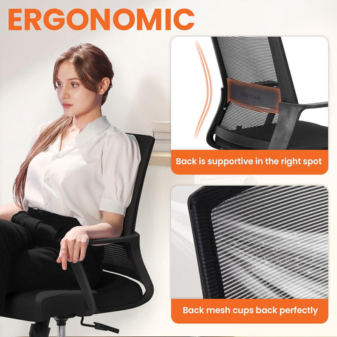 NEO CHAIR Office Desk Chair Gaming Computer Chair Ergonomic Mesh Mid Back with Rolling Wheels Lumbar Support Comfy