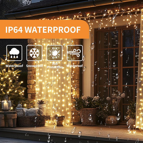 Patioman 200 9.8 6.6 Fairy Curtain Lights, LED Upgraded Tangle-Free Hanging Lights with Remote, USB Plug in String