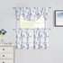 Blue Floral Print Tier Kitchen Curtains, 24 Inches Long, Watercolor Cafe Curtains, Set of 2, 28" W x 24" L