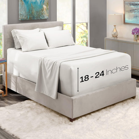 Hearth & Harbor Extra Deep Pocket Queen Sheet Set - 6 Piece Set Fits Mattresses Up to 24 Inches Deep