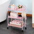 TOOLF 3-Tier Metal Rolling Cart, Utility Trolley on Wheels with 3 Hooks, Easy Assemble Mesh Wire Storage for Kitchen