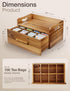 Countertop Tinamo Acacia Wooden Tea Box Organizer with Drawer Tea Chest for Tea Bags Storage Tea and Coffee Organizer
