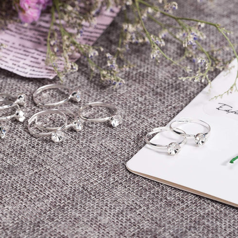 Whaline 36 Packs Diamond Engagement Rings for Bridal Shower, Wedding Table Decorations, Party Supply, Cupcake Toppers