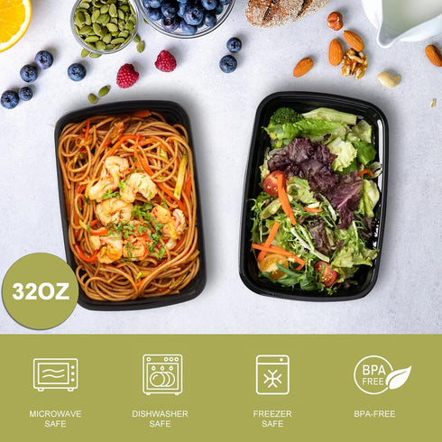 Ezalia 50 Pack- 32oz, Meal Prep Containers Plastic Food Prep Containers Reusable, Leakproof To Go Food Containers