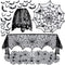 5pack Halloween Decorations Tablecloth Runner, Black Lace Round Spider Cobweb Table Cover with 36pcs Scary 3D Bat