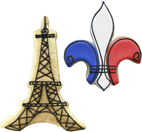 Ann Clark Vive La France Cookie Cutters 2-Pc. Set - Eiffel Tower and Fleur de Lis, Made in the USA