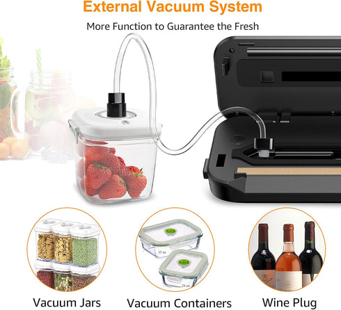 MegaWise Vacuum Sealer Machine, 80kPa Suction Power, Compact One-Touch Automatic Food Sealer with Bags Included