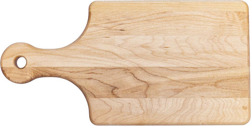 Labell Handle Serving Boards - Small Canadian Maple Hardwood Cutting Board for Meats, Vegetables, Fruits, and Cheeses - Flat Paddle Chopping Board Perfect for Charcuterie (7" x 14" x 0.75")