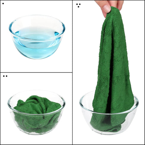 uxcell Microfiber Kitchen Towels, Thick Absorbent Dish Clothes for Household Chores, 12" x 12", 6 Pack Green