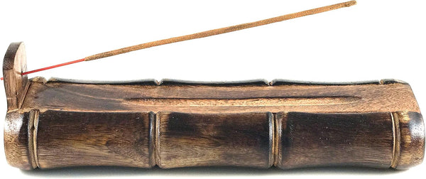 Bamboo Incense Holder, Handmade Stick Incense Burner Craft Storage Box, Wood Ash Catcher for Meditation Gifts