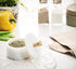 Queenza White Marble Salt Cellar with Lid and Brass Knob, 3 Inch Salt and Pepper Bowls, Kosher Salt Holder for Gifts