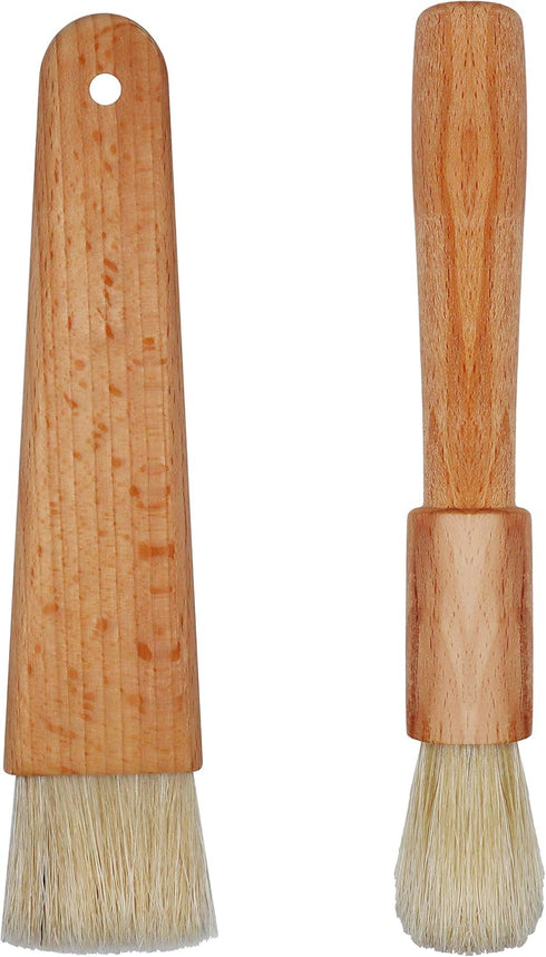 2 Sets Natural Bristles with Wooden Handle Pastry Brushes for Basting Spreading Butter Oil Barbecue Baking Kitchen Cooking by EIKS