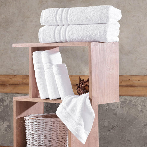 6 Set 2 2 2 Hawmam Linen White Piece Bath Towels for Bathroom Original Turkish Cotton Soft, Absorbent and Premium Bath