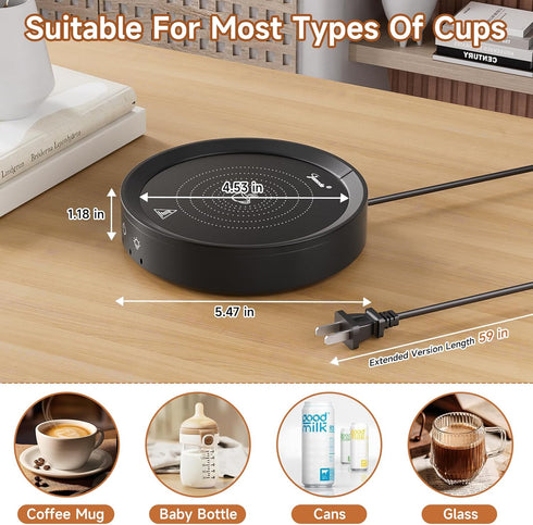 Trivoxia 36W 3 Settings, (2-12H), 176F, Mug Warmer, Temperature Auto Shut Off Max Wood Grain Design with Ambient