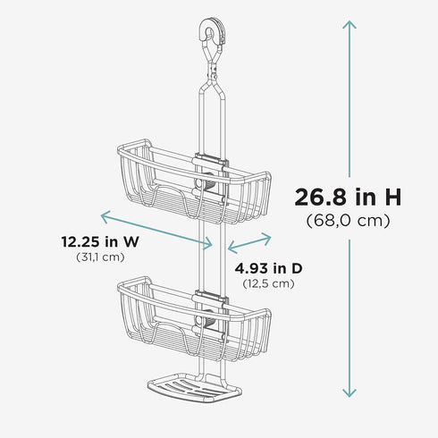 Zenna Home NeverRust Aluminum Adjustable Hanging Shower Caddy, Satin Chrome