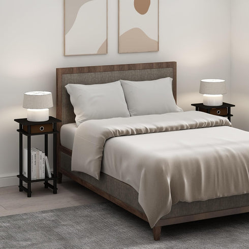 1-Pack, Furinno Turn-N-Tube Tall Nightstand with Bin, Plastic Poles, Espresso/Brown