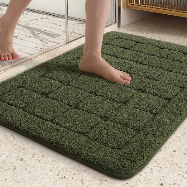 Color&Geometry Green Bath Mat, Non Slip Washable 24"x36" Large Absorbent Bath Mats for Bathroom and Bathtub