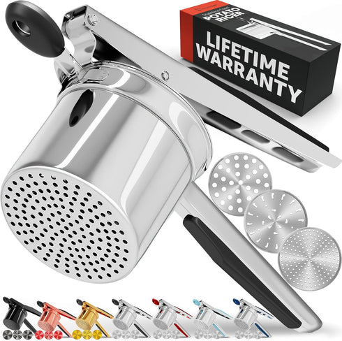 PriorityChef Large 15oz Potato Ricer With 3 Discs, Heavy Duty Stainless Steel