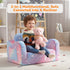 2-in-1 MeMoreCool Glowing Rainbow Unicorn Kids Chair - Convertible Fold-Out Kids Couch for Girls, Glow-in-the-Dark
