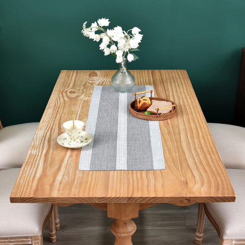 13x36inch Farmhouse Braided Striped Table Runner Rustic Embroidery Coffee Table Runners for Decorations Weddings