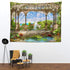 Shrahala Beautiful Tapestry, Waterfall Nature Scenery Landscape Wall Hanging Large Tapestry Psychedelic Tapestry Decorations Bedroom Living Room Dorm(51.2 x 59.1 Inches, Green Landscape)