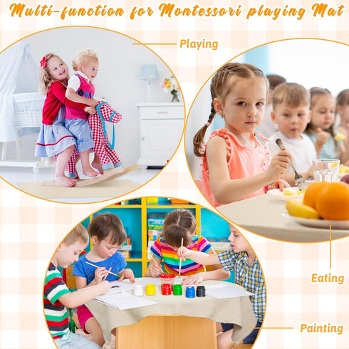 VitalCozy 6 (23.6 15.8 Inch) Pcs Montessori Mat Montessori Classroom Rug Materials Children Playing Mat Cotton Working