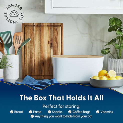 14.25x9.25x7 Sonder Los Angeles Union Large Bread Box | Fits Full Sourdough Loaves and More | Breadbox with Cutting