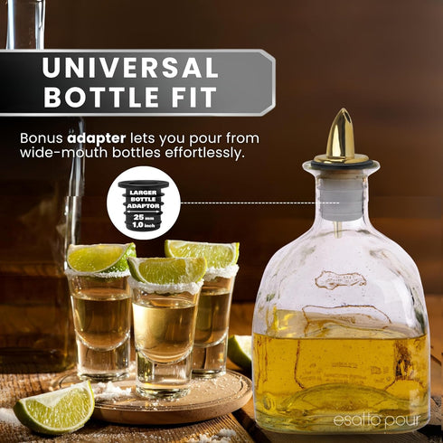 12 Pack 4 ESATTO Classic Bottle Pourers, Liquor Pourers for Alcohol, Olive Oil, Bartender Accessories Includes Liquor