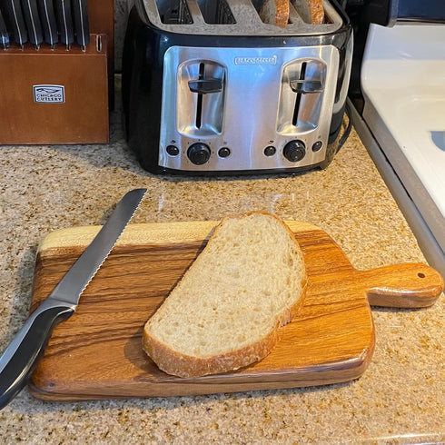 Solid Acacia Wood Cutting and Serving Board with Handle - Handmade, Joint Free, Size: 15" x 8" x 3/4”