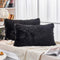 JAUXIO Long Faux Fur Soft Decorative Pillowcase, Set of 2 Velvet Shaggy Cushion Covers (20X26 Inches, Black)