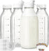 4 Pack 1 Liter Glass Milk Bottles w Scale, 100% Airtight Heavy