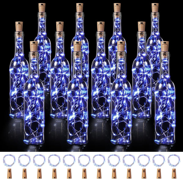 Rtteri 12 Sets Small Empty Wine Bottles with Cork Lights Centerpiece and