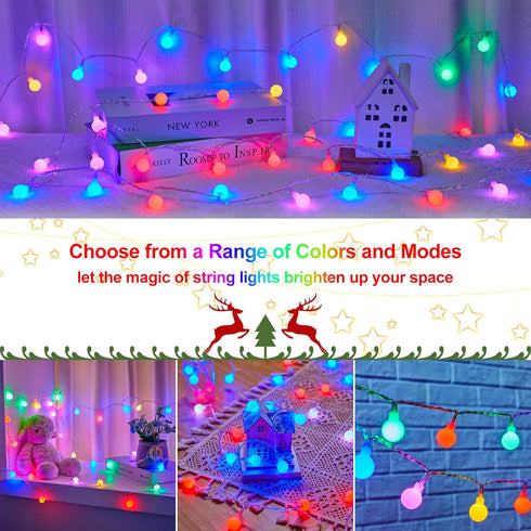 21FT 60LED 20+ Minetom RGB Globe String Lights - Battery Operated with Remote, Color Modes & Timer, Fairy Lights