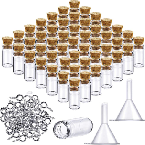 Yungyan 50 Pieces Mini Glass Bottles with Cork Stoppers, Tiny Jars for Decoration, DIY Projects, 2ml