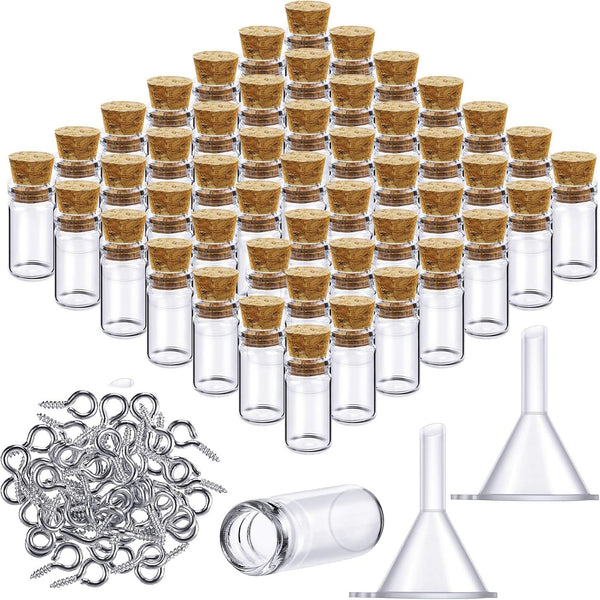 Yungyan 50 Pieces Mini Glass Bottles with Cork Stoppers, Tiny Jars for Decoration, DIY Projects, 2ml