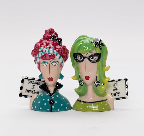 Fine Porcelain Dollymama's Lady Perfection-Spicy Salt and Pepper Shaker, 4-7/8" H
