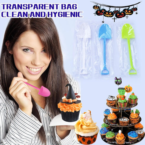 Cute Novelty Mini Shovel Shape Disposable Plastic Dessert Spoons