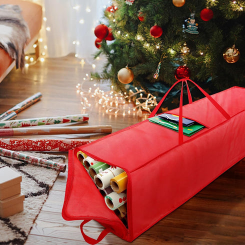 Christmas Wrapping Paper Storage Bag, 41 Inch Organizer for Up to 21 Standard Rolls, Resistant Container