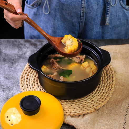 Wooden Non-Stick Kitchen Pan Toolset, 7 Pieces, 100% Natural Teak Cooking Utensils Set