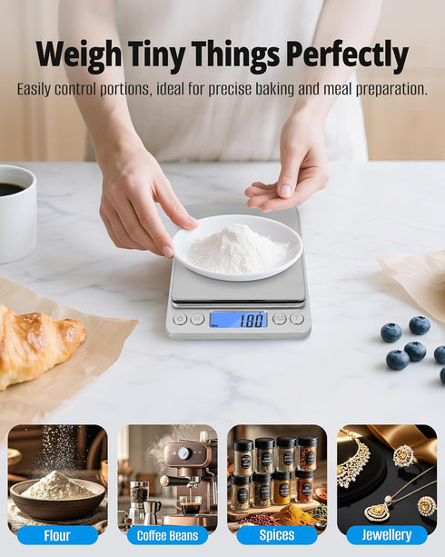 NEXT-SHINE Digital Pocket Scale, Portable Mini Size 500g x 0.01g, Stainless Steel Platform