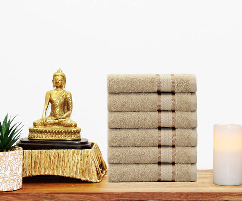 6 Pack 16x28-100% Set 580 COTTON CRAFT Ultra Soft Hand Towels - - Cotton Face Towel - Absorbent Quick Dry Everyday