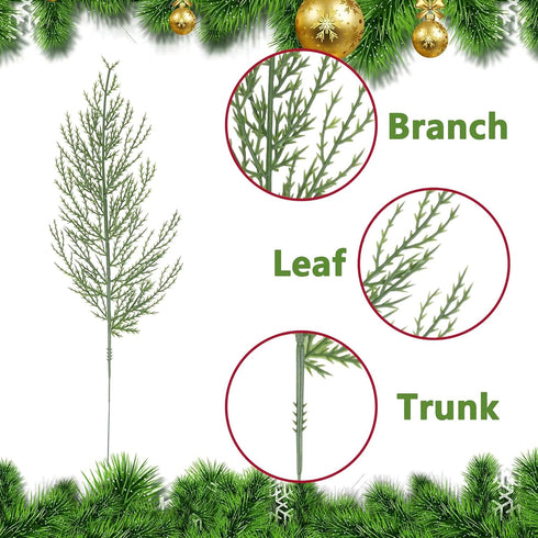 Alpurple 25 PCS Artificial Pine Branches, 13.7 Inches Fake Greenery Plants Pine Sprigs for DIY Garland Crafts Christmas