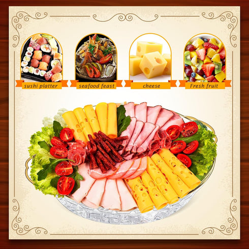 6 Set 11.8" Baderke Chilled Serving Tray for Parties with Compartments Ice Chilled Party Platter Charcuterie Serving