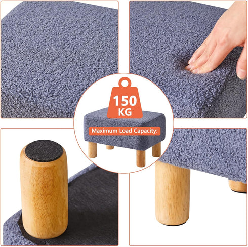15.74" D11.41" W9.84" UHBD030BU YMYNY Ottoman, Modern Footrest with Soft Padded Seat, Foot Stool with Wood Legs, Small