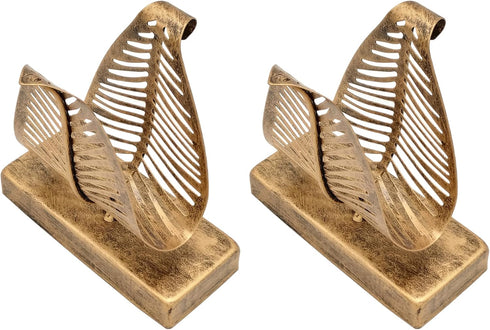 Set of 2 Freestanding Modern Napkin Holder, Tabletop Tissue Dispenser with Leaf Design - Bronze