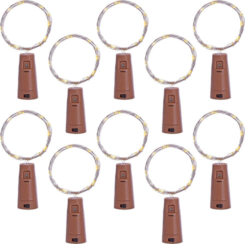 Sterno Home GL42588 LED Cork Wine Bottle Fairy String Lights, 10-Pack with Silver Wire