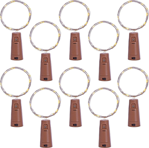 Sterno Home GL42588 LED Cork Wine Bottle Fairy String Lights, 10-Pack with Silver Wire