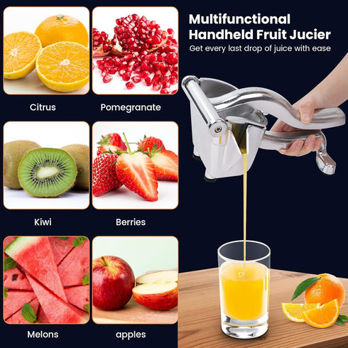 Heavy Duty Lemon Squeezer Manual Citrus Press, Premium Quality Juicer for Lemon Lime Orange Juice - Silver